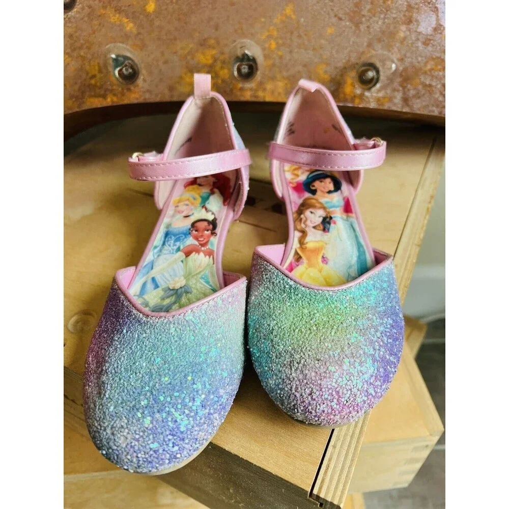 Disney Princess Glitter Ombre Heels Toddler Little Girls Dress Up Shoes 13.5 C